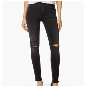 J Brand Black Distressed Raw Hem Skinny Jeans
